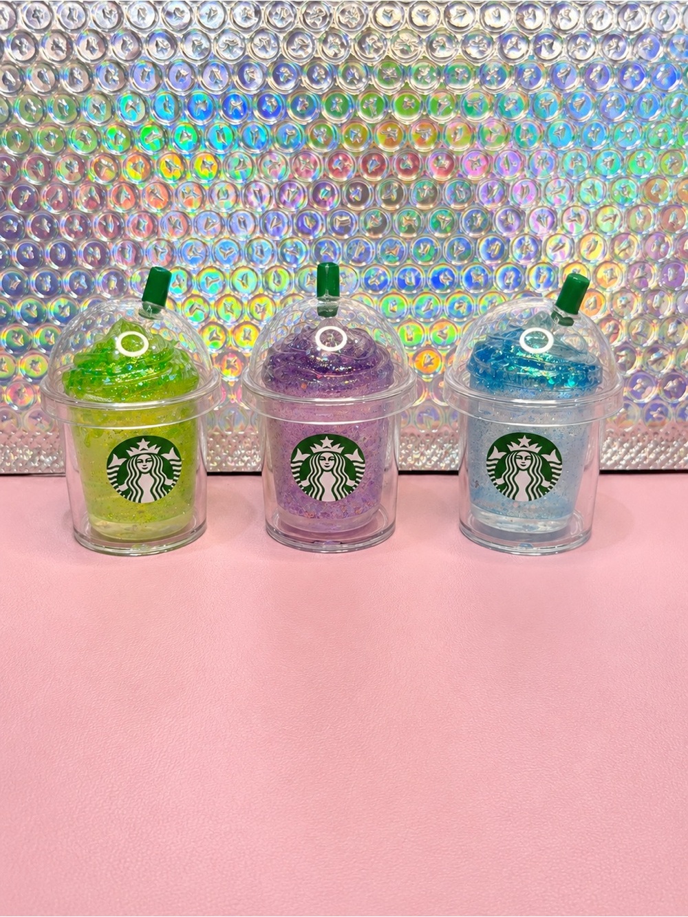 Starbucks Glitter squishy Mini Cup sold separately Green, Purple, Blue